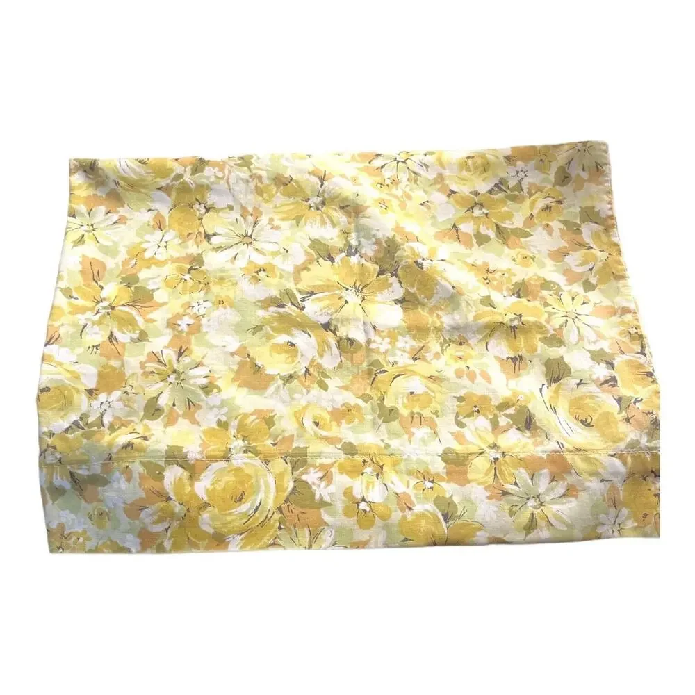 Vintage Yellow Floral Yellow Crisp Springmaid Marvelaire Pillowcase EUC